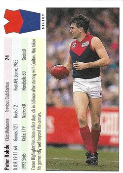 1993 Select AFL #74 Peter Rohde Back